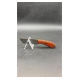 Damascus 4" Tanto Knife in Leather Sheath