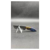 Carbon Steel 4" Tanto Knife in Leather Sheath