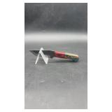 Carbon Steel 4" Tanto Knife in Leather Sheath