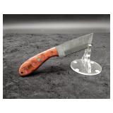 Damascus 4" Tanto Knife in Leather Sheath