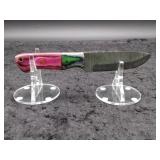 Damascus 4.5" Skinner Knife in Leather Sheath