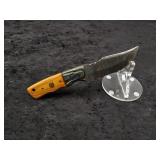 Damascus 4" Skinner in leather Sheath