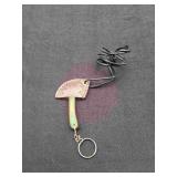 Damascus Micro Axe Keychain, In leather Sheath