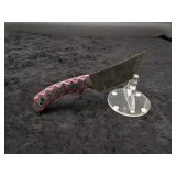 Damascus 4" Tanto in Leather Sheath