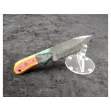 Damascus 4" Skinners in Leather Sheaths