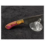 Damascus 4.5" Skinner in leather Sheath