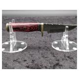 Damascus 4" Rat Tail Skinner in Leather Sheath