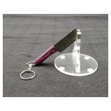 Damascus Micro Tanto keychain in Leather Sheath