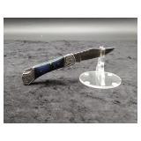 Damascus 3" Folder Knife in Leather Case