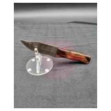 Damascus 4" Skinner in leathr Sheath