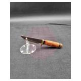 Damascus 4" Rat Tail Skinner in Leather Sheath