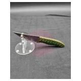 Damascus 3.75" Skinner Knife in Leather Sheath