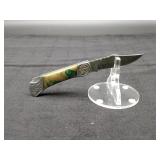 Damascus 3.25" Folder in leather Case