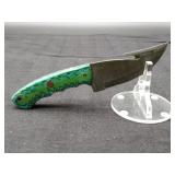 Damascus 4" Gut Hook in Leather Sheath