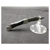 Damascus 3" Small folder In leather Case