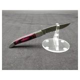 Damascus 3.5" Trapper in leather case