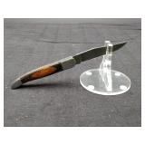 Damascus 3.5" Trapper in leather case