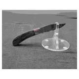 Damascus 3" Trapper in leather Case