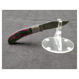 Damascus 3" Trapper in leather Case