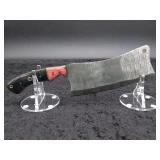 Damascus Cleaver in Leather Sheath