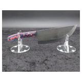 Carbon Steel Cleaver in Leather Sheath