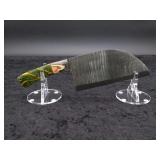 Damascus Cleaver in Leather Sheath