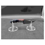 Damascus 4" Gut Hook Knife in leather Sheath