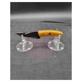 Carbon Steel 4" Gut Hook Knife in leather Sheath