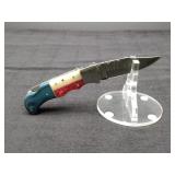 Damascus 3" Folder in Leather Case