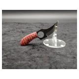 Carbon Steel 3" Ring Knife in leather sheath