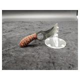 Carbon Steel 3" Ring knife in leather sheath