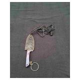 Damascus Micro Cleaver In leather sheath