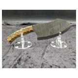 Damascus Cleaver in Leather Sheath