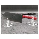 Carbon Steel Cleaver in Leather sheath