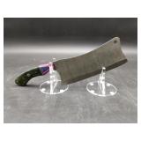 Damascus Cleaver in leather Sheath