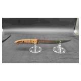 Damascus 8.5" Narrow Chef Knife in Leather Sheath