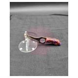 Carbon Steel 3" Ring Knife In leather Sheath