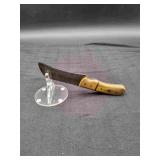 Damascus Hawkbill 4" Knife in Leather Sheath