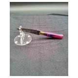 Damascus 4" Dagger in Leather Sheath