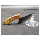 Carbon Steel 5.25" Ulu Knife in Leather Sheath