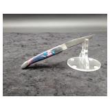 Damascus 3.5" Trapper in leather Case