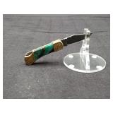 Damascus Small folder 2.25" In leather Case