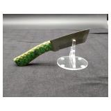 Damascus 4" Tanto Knife in Leather Sheath