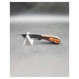 Carbon Steel 4" Tanto Knife in Leather Sheath