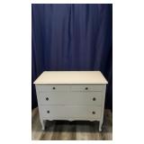 White 4 Drawer Wood Dresser Base.