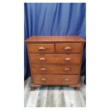 5 Drawer Antique Wood Chest.