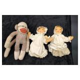2 Dolls & 1 Sock Monkey