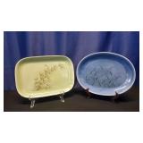 Two Thai Hand Painted Celadon Serving Dishes