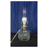 Converted Electric Glass Oil Lamp & 2 Chimnies