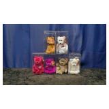 6 TY Beanie Babies in individual Plastic Cases